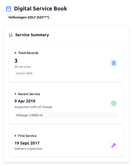 Digital Service Book Records View 1